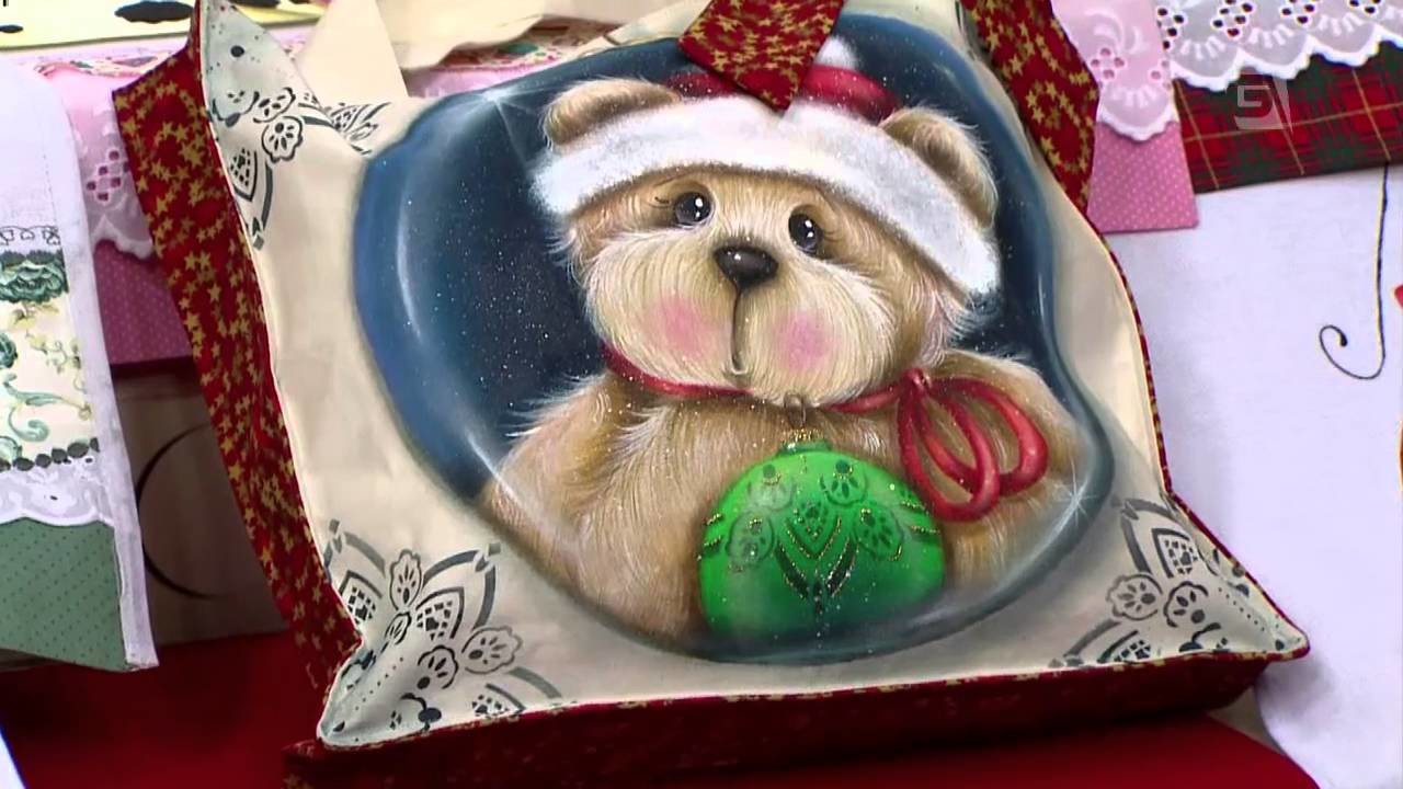 Acrilex - Artesanato - Pintura em tecido - Urso natalino