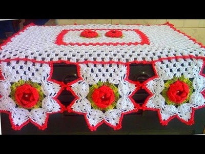 CAPA PARA TAMPA DO FOGÃO EM CROCHÊ #capadefogao #cristinacoelhoalves #crochet rochet