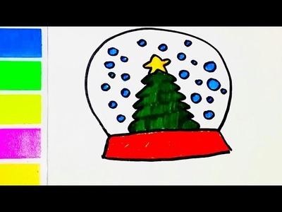 Como dibujar а Árbol de navidad.| How to draw a sweet snow globe.| Рисуем шар с Новогодней елью.