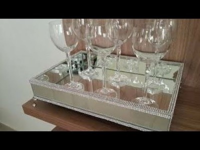 DIY: Bandeja espelhada.porta velas.Cachepot.Espelhos Arte Cristal