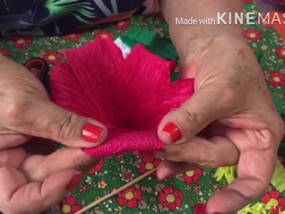 DIY Flor de hibisco de papel crepom