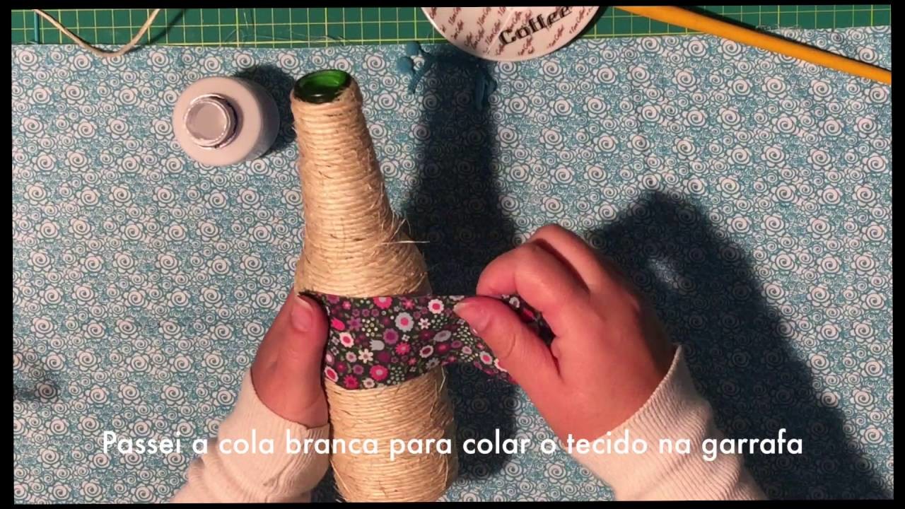 Garrafa decorada com Sisal