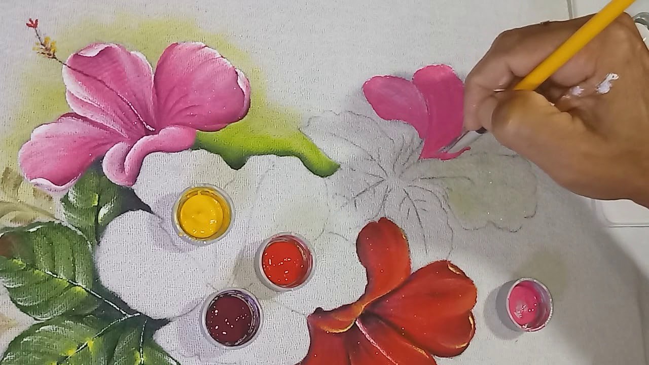 Roberto Ferreira - Aprenda a Pintar Hibiscos Rosa ( Continuação )