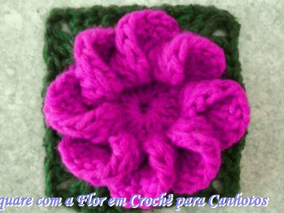 Square com a Flor em Crochê para Canhotos