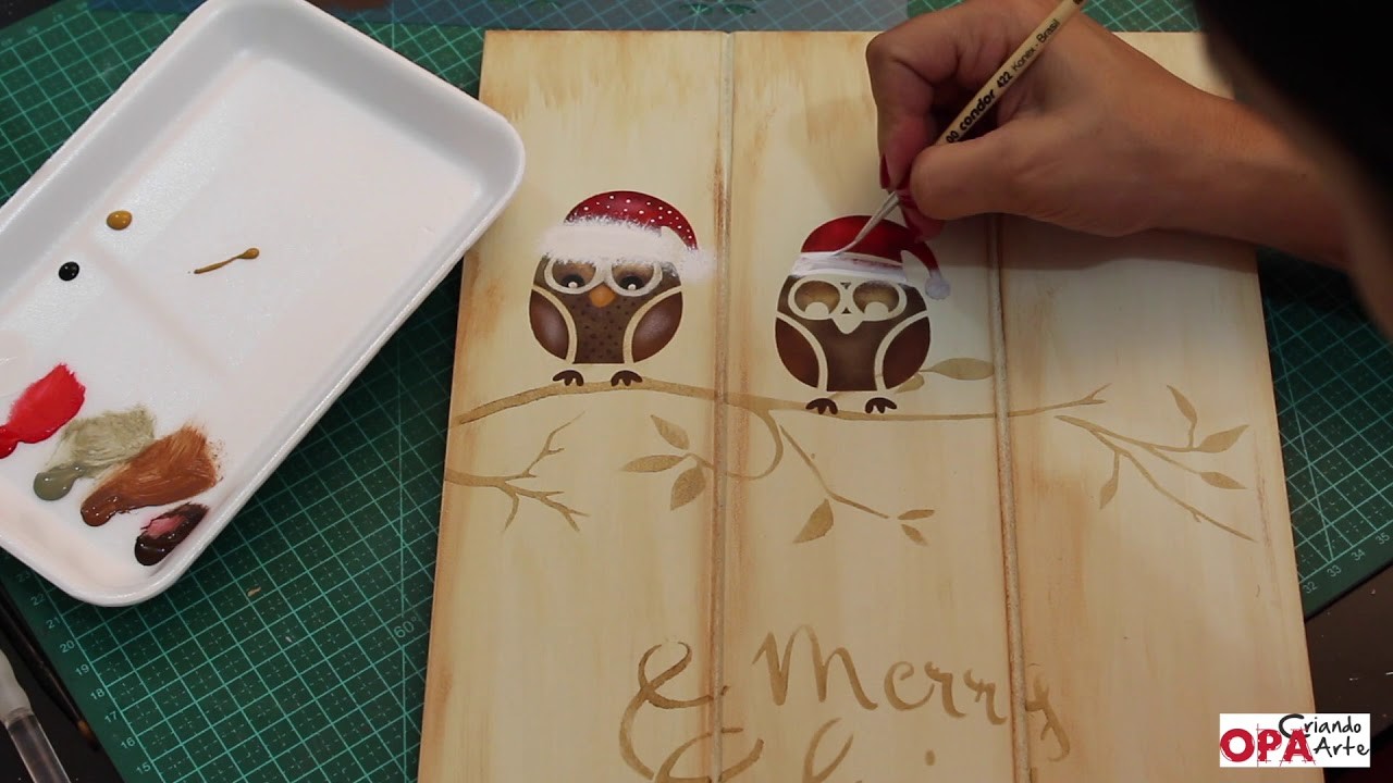 Stencil OPA | Placa Corujas Natalinas | Lívia Fiorelli