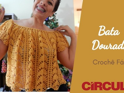 Bata Dourada Fashion em crochê  ♥ Fácil #bataemcroche #topdonw