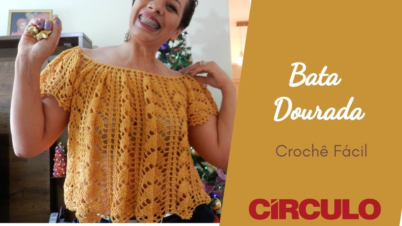Bata Dourada Fashion em crochê  ♥ Fácil #bataemcroche #topdonw