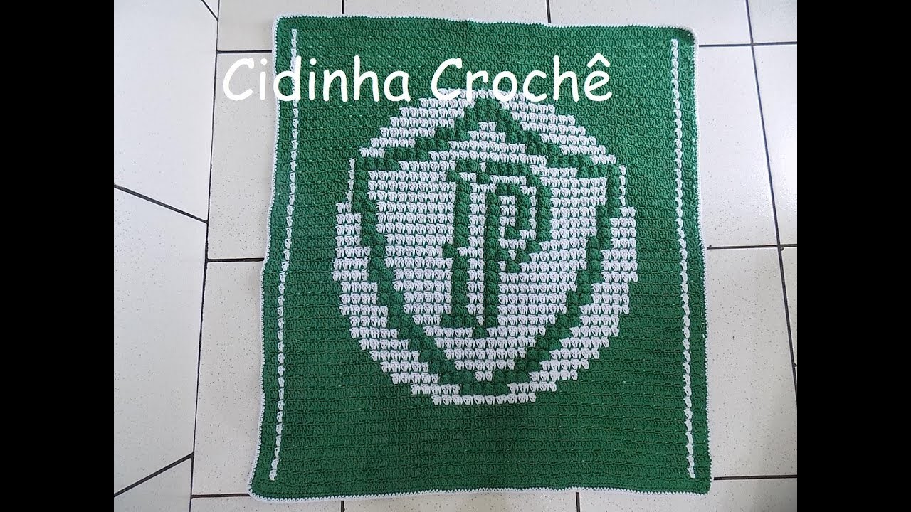 Cidinha Crochê : Tapete Do Palmeiras Em Croche -Passo A Passo-Parte 2.2