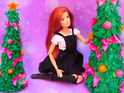 Como Fazer Árvore de Natal para Barbie, Monster High e Outras Bonecas | Barbie Tutoriais