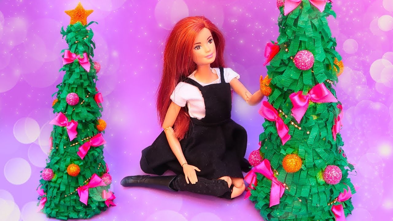 Como Fazer Árvore de Natal para Barbie, Monster High e Outras Bonecas | Barbie Tutoriais