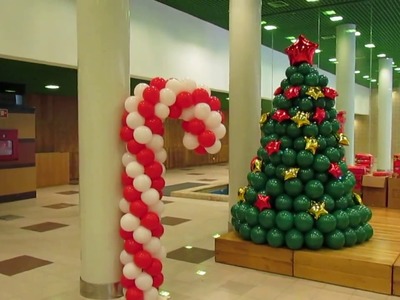 Decoração Empresarial de Natal com Árvore de Balões