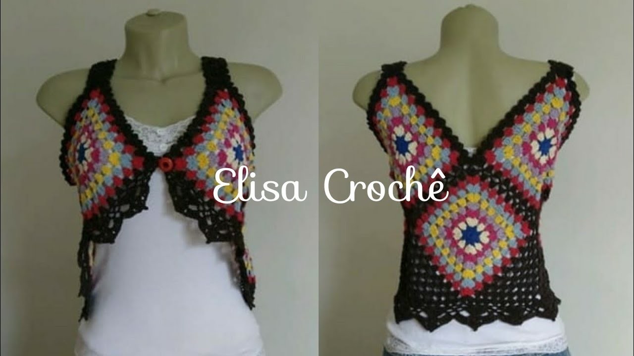 Versão canhotos:Bolero Boho chic em crochê (P,M,G e GG) # Elisa Crochê