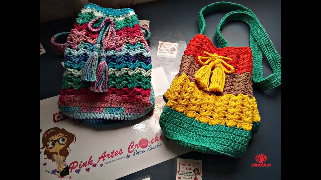 ????# [Versão Destro]Bolsinha Multicolorida de crochê - Pink Artes Croche by Rosana Recchia