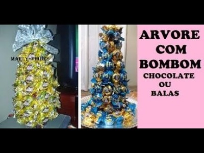 ARVORE  COM BOMBONS DE CHOCOLATE TUTORIAL MARLY THIBES