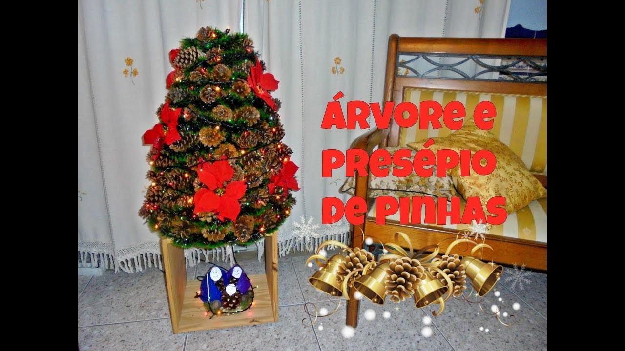 Árvore e Presépio de pinhas  - Pinecone christmas tree and nativity scene