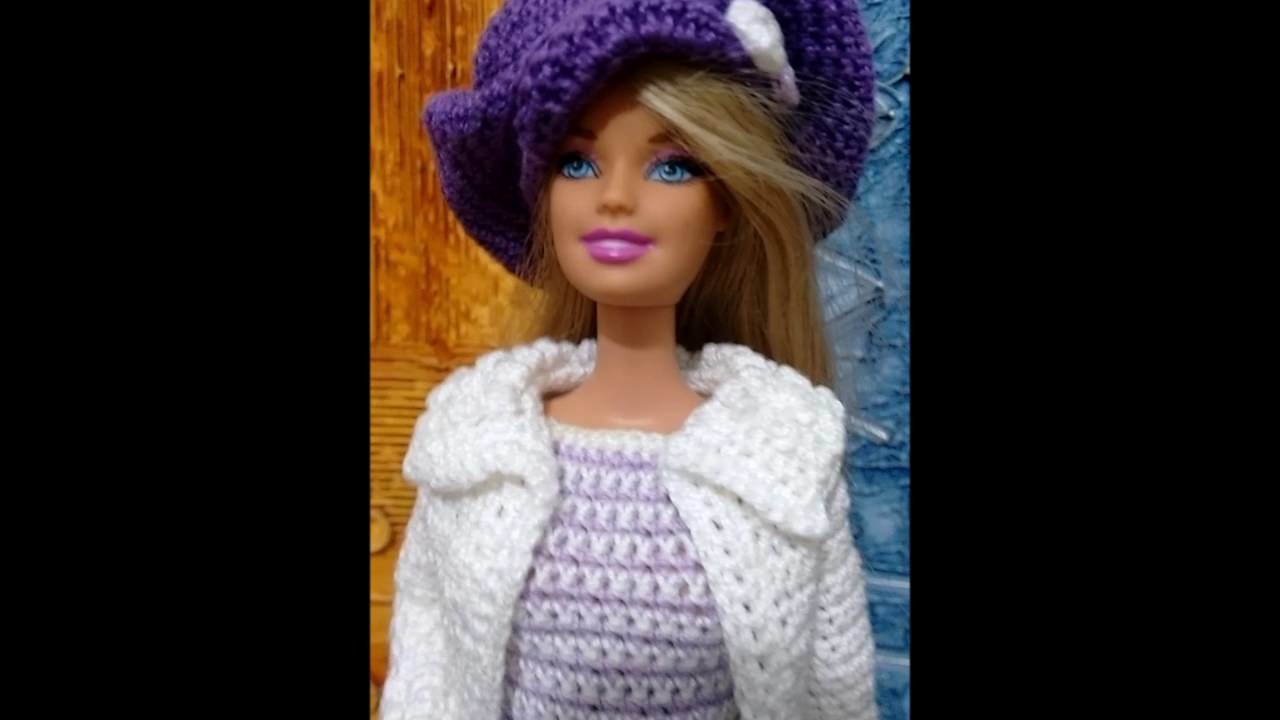 Barbie vestido de crochê e casaco branco