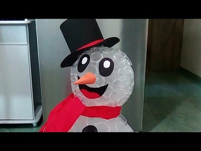 Boneco de neve com copos descartaveis - especial de natal