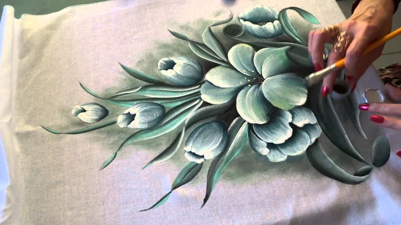 Como pintar tulipas em tecido parte final