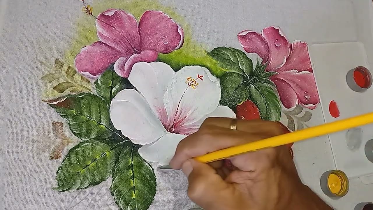 Roberto Ferreira -  Aprenda a Pintar Hibisco Branco ( Finalização)