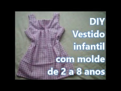 Vestido infantil com molde de 2 a 8 anos DIY