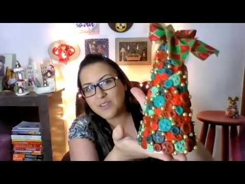 #18 - Árvore de Natal enfeite de Mesa - Botões - Raquel Fontinele