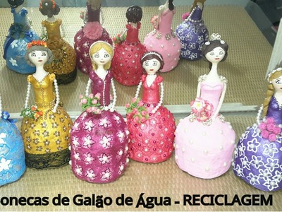 Bonecas de galão de àgua - Recicladas e decoradas com Pérolas