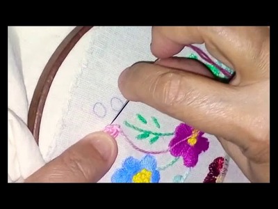 ♥Bordado a mao flor de ponto caseado solto- hand embroidery♥