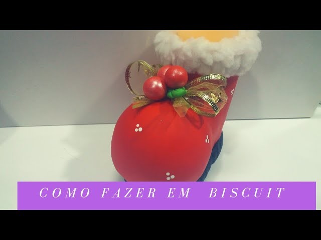 BOTINHA PAPAI NOEL EM BISCUIT BY  MARCIA #BISCUIT