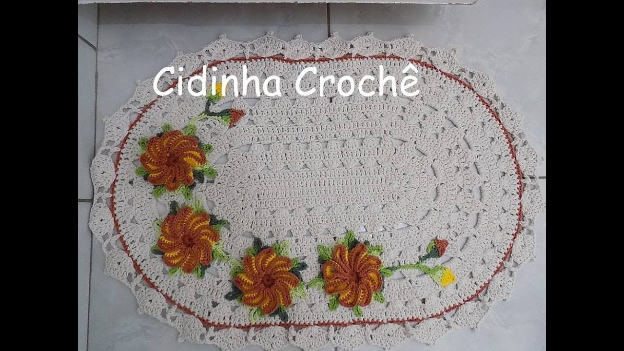 Cidinha Croche : Jogo De Banheiro Com Flores Em Croche Tapete Pia -Passo A Passo-Parte 2.3
