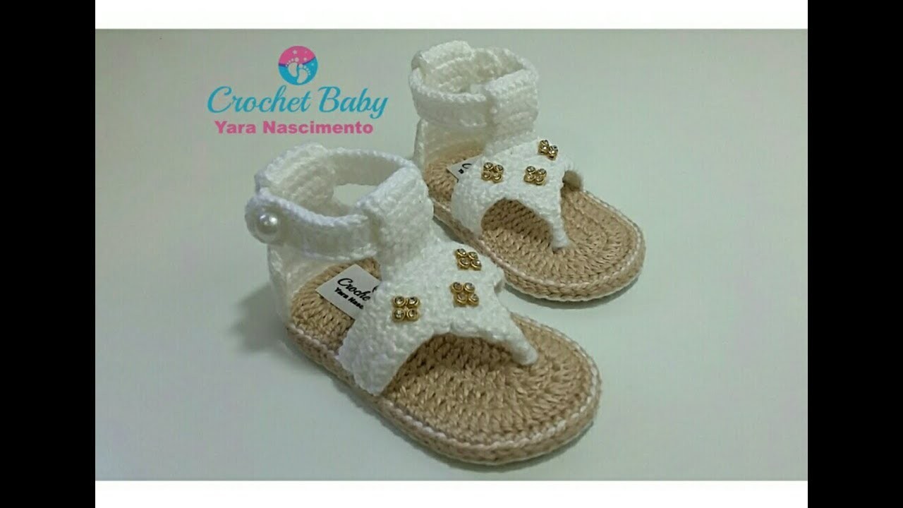 Sandálinha MALU de Crochê - Tamanho 09 cm - Crochet Baby Yara Nascimento