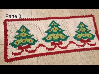 Toalha. Tapete Árvores de Natal (Fio Conduzido) crochê Parte 3 - Professora Maria Rita
