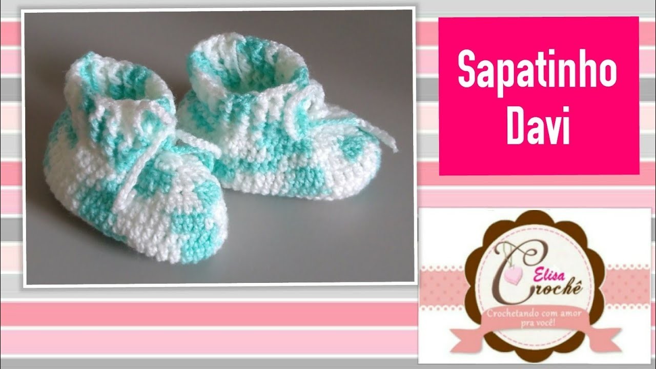 Versão destros:Conjunto de maternidade: Sapatinho Davi em crochê (0 á 4 meses) # Elisa Crochê