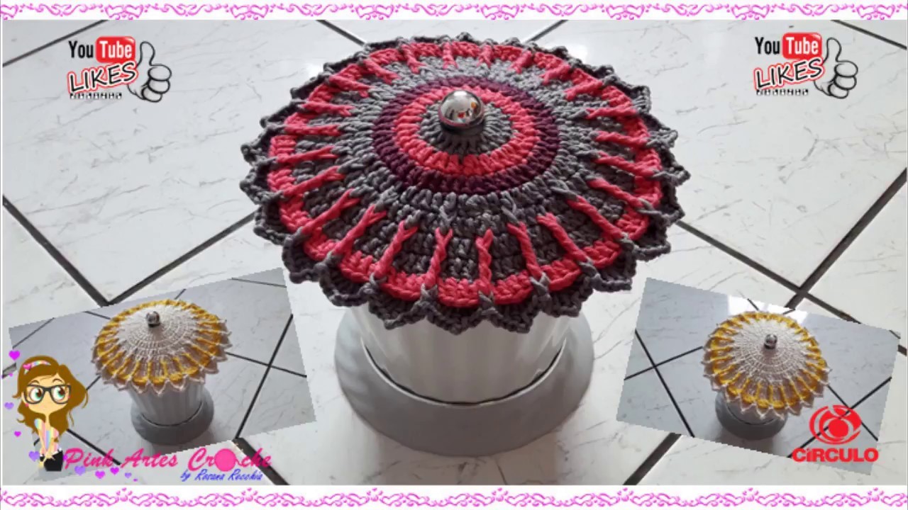 ????# Capinha para Lixeira Lindinha - Pink Artes Croche by Rosana Recchia