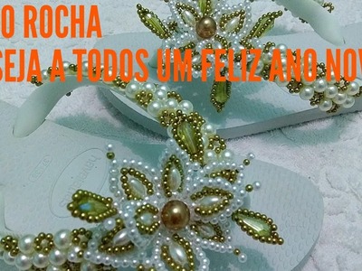CHINELO COM TRAMA FLOR ORQUÍDEAS By Cleo Rocha #chinelosbordados  #comofazer