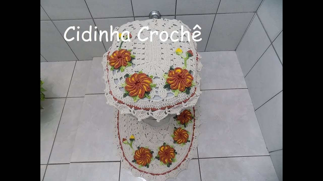 Cidinha Croche : Jogo De Banheiro Com Flores Em Croche -Tampo Vaso Parte Externa-Parte 1.1