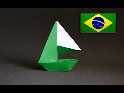 Origami: Barco  à Vela - Instruções em português PT BR