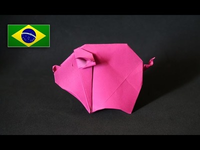 Origami: Porquinho (Hoàng Tiến Quyết) - Instruções em português PT BR