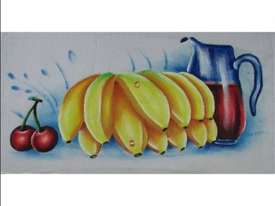 Pintura em tecido| Como pintar  Banana Cereja e Jarra | passo a passo