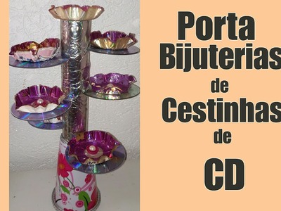 Porta-Bijouterias  de Cestinhas de CD#Artesanato
