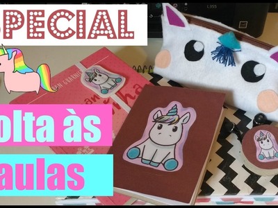 VOLTA AS AULAS - DIY MATERIAL ESCOLAR DE UNICÓRNIO
