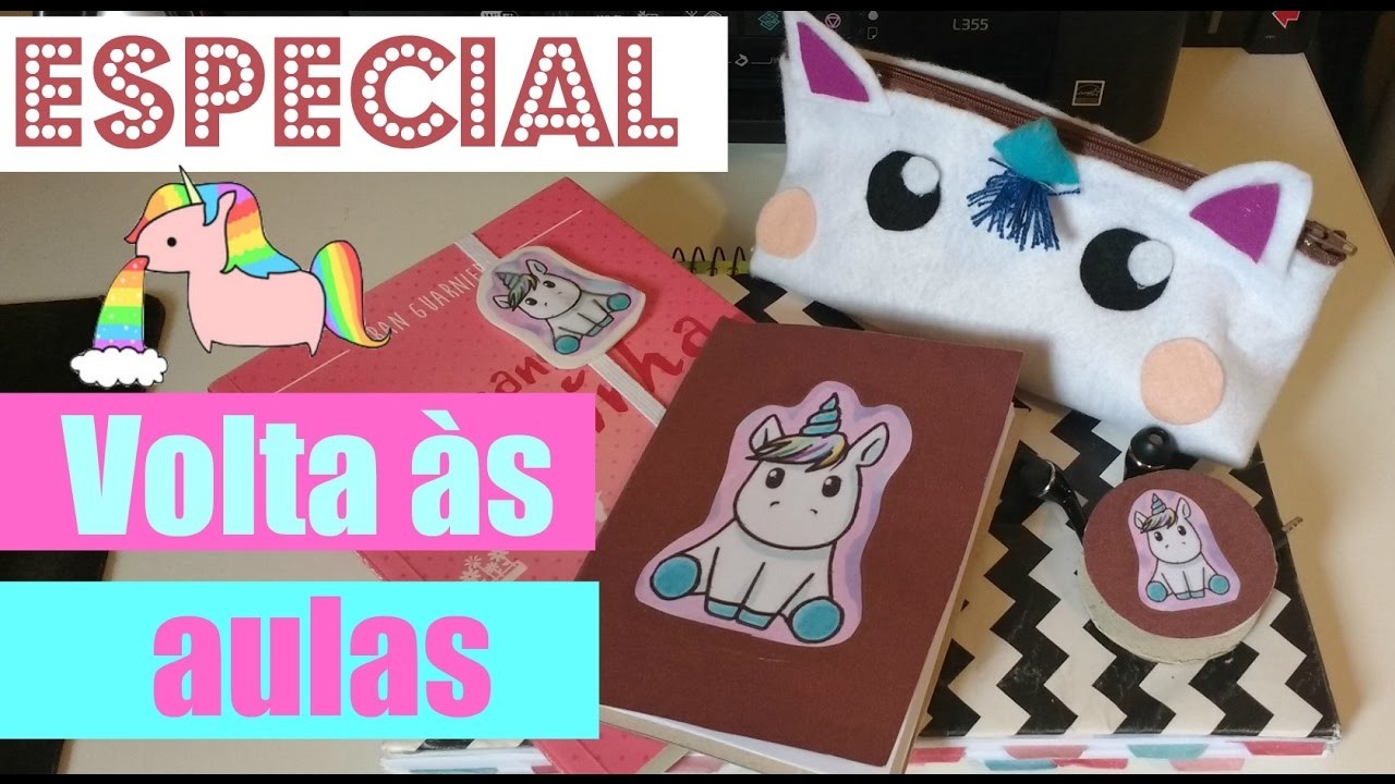 VOLTA AS AULAS - DIY MATERIAL ESCOLAR DE UNICÓRNIO